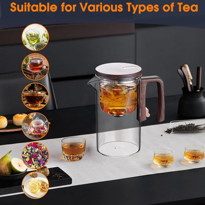 Glass Tea Pot - High Borosilicate Magical Glass Teapot with ABS Handle, Water Separation Design & Infuser Strainer - 720ml/24.3oz Large Capacity Teapot fo Tea Parties, Home, Office