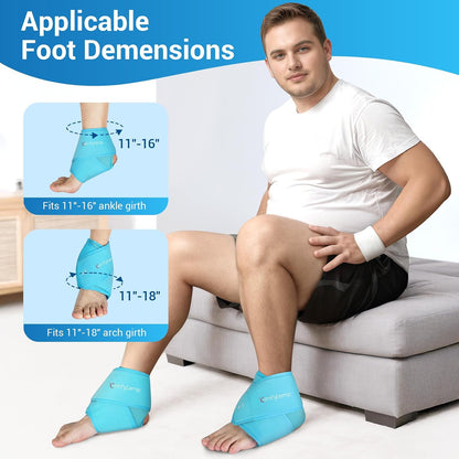 Comfytemp Ankle Ice Pack Wrap for Plantar Fasciitis, Swelling, Foot Pain Relief, FSA Eligible HSA, Gel Packs for Injuries Reusable, Hot Cold Compress for Achilles Tendonitis, Sprained Ankles, 2 Packs
