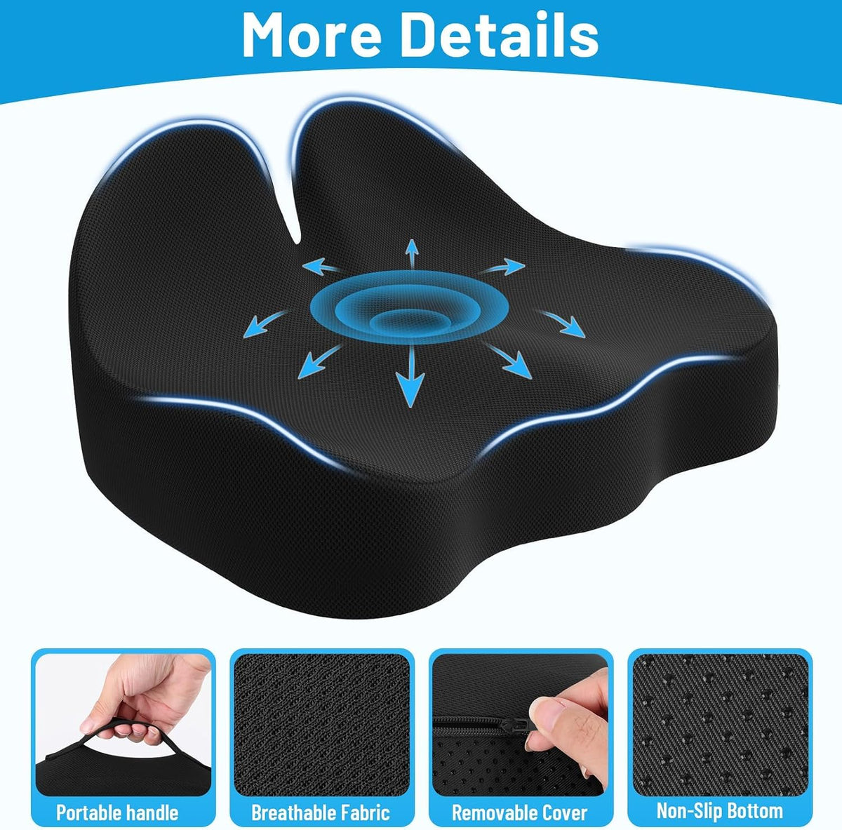 Memory Foam Seat Cushion, Ergonomic Office Chair Cushion for Long Sitting