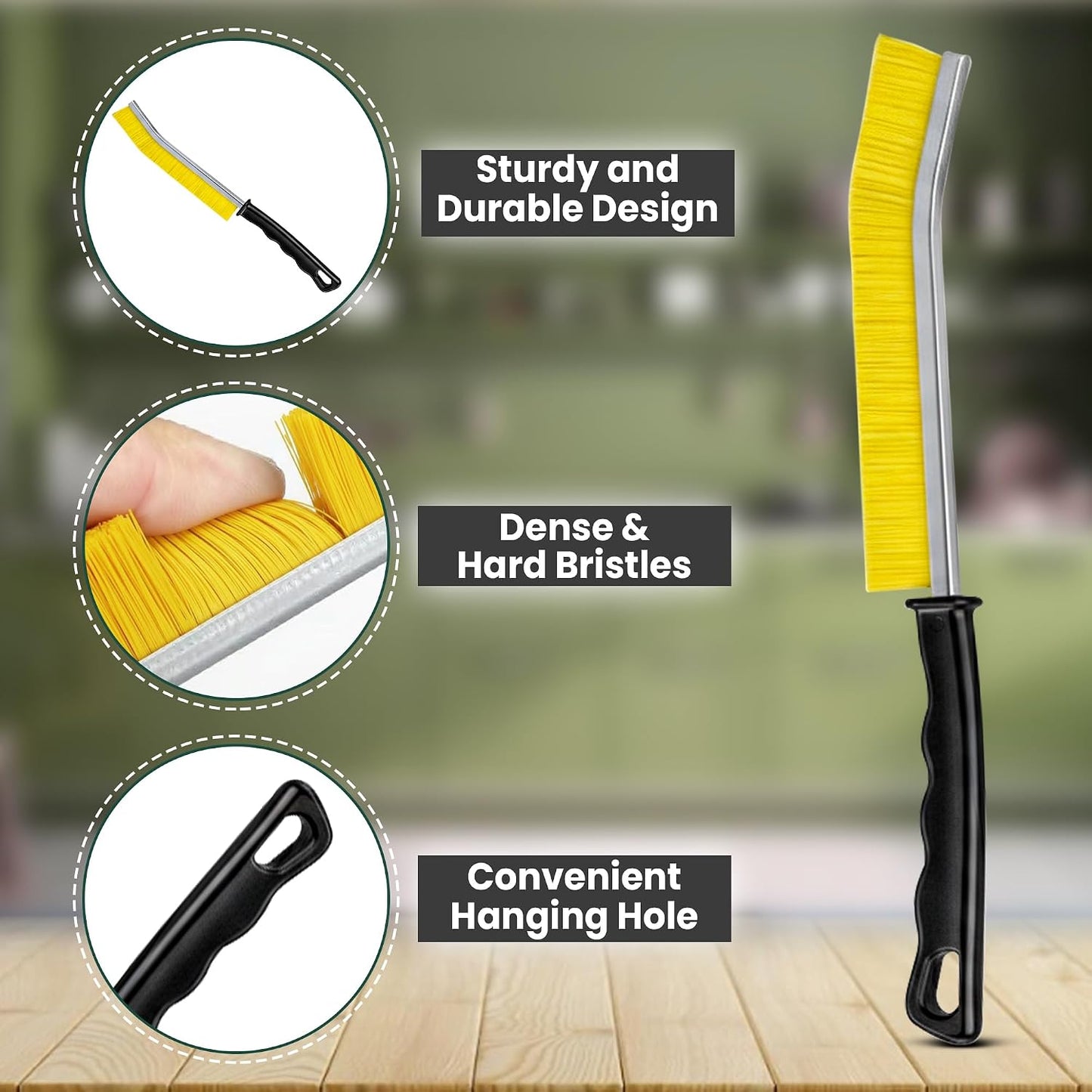 Crevice Cleaning Brush Set – 3Pcs Hard Bristle Cleaning Tools for Grout, Tile Floors, Gaps & Narrow Spaces – Small Grout Scrub Brush for Cleaning Bathroom, Shower, Window Tracks, Kitchen | Grout Scrub Brush for Tile Floors, Bathroom, Shower, Window