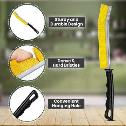 Crevice Cleaning Brush Set – 3Pcs Hard Bristle Cleaning Tools for Grout, Tile Floors, Gaps & Narrow Spaces – Small Grout Scrub Brush for Cleaning Bathroom, Shower, Window Tracks, Kitchen | Grout Scrub Brush for Tile Floors, Bathroom, Shower, Window