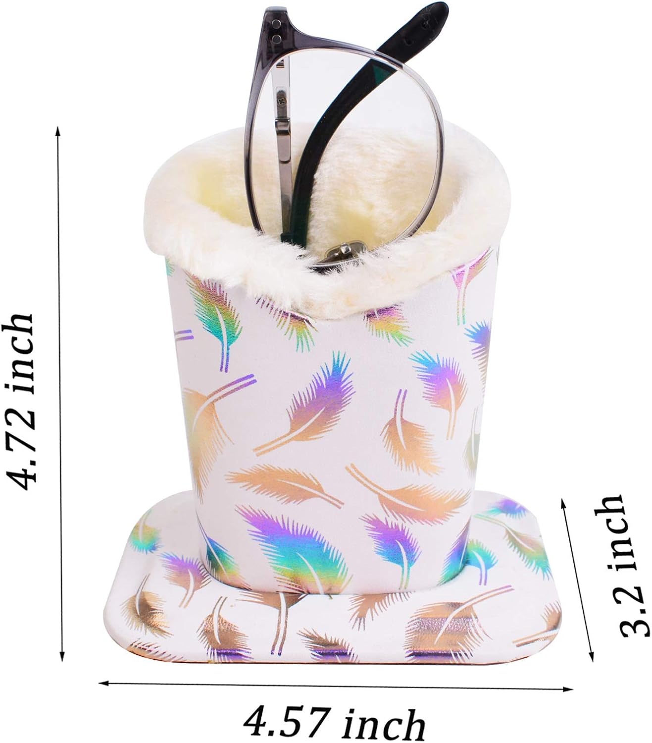 Baitaihem Pack of 2 Plush Lined Eyeglasses Holder Stand Protective Glasses Case For Desks Or Nightstands