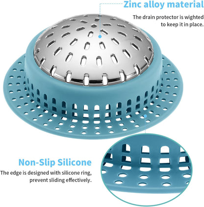 Aluvor Bathtub Drain Hair Catcher Shower Drain Cover Sink Drain Protector | Bathroom Sink & Bathtub Drain Strainer for Pop-Up & Regular Drains, grey