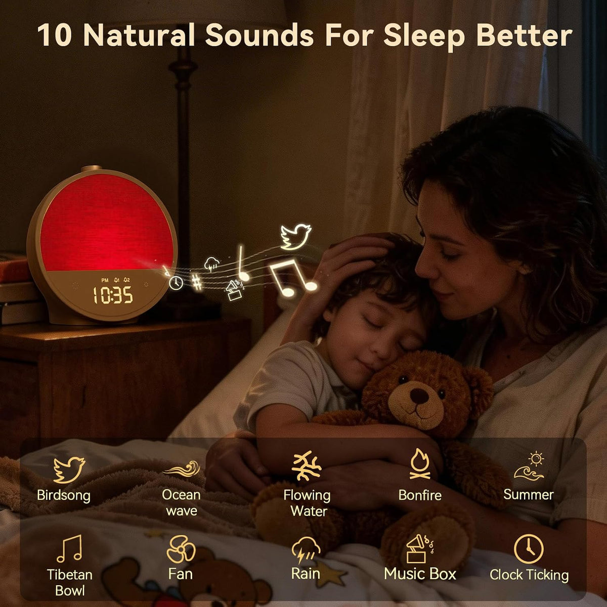 Vivilumens Sunrise Alarm Clock for Bedroom, White Noise Sound Machine