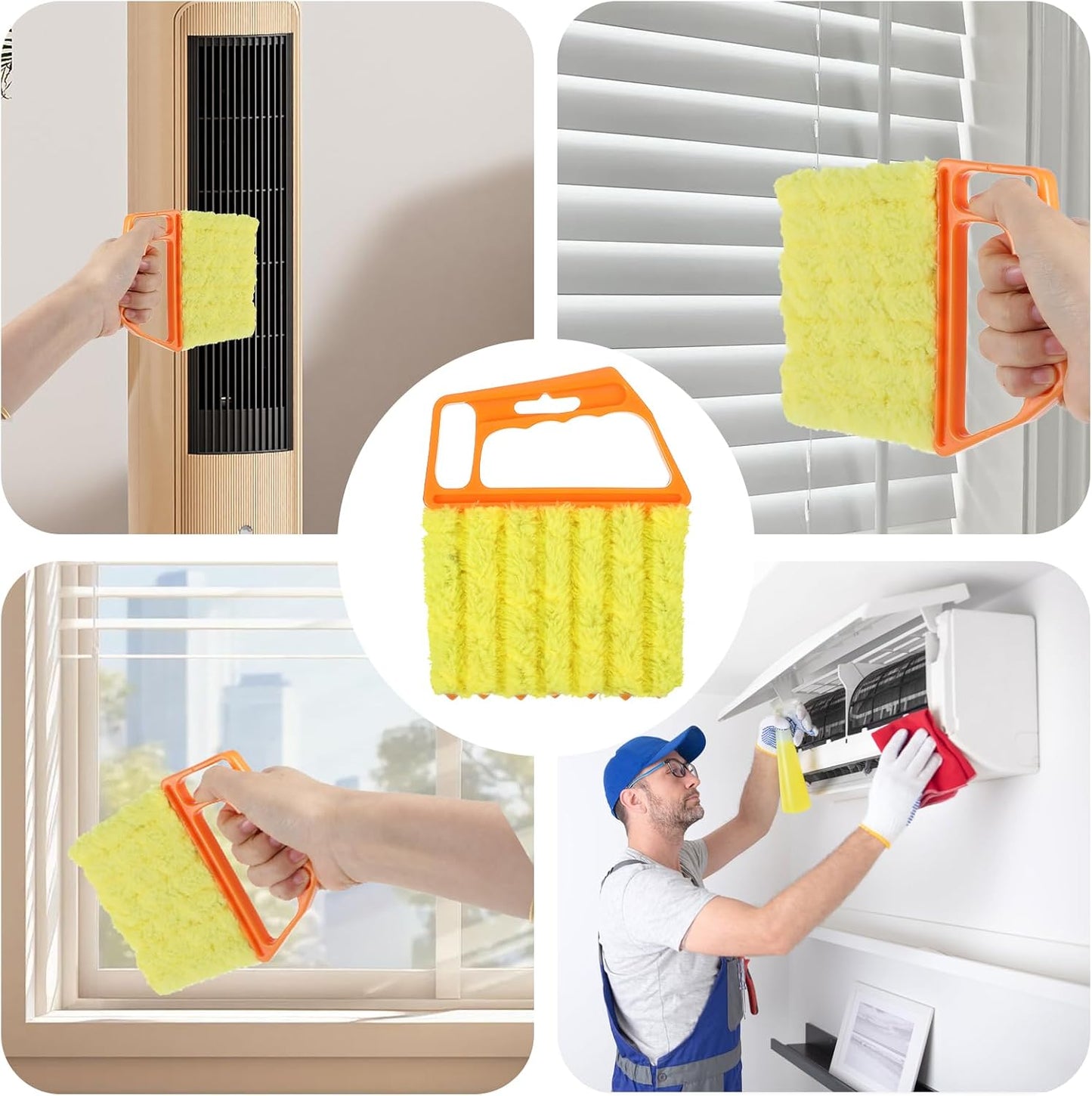 12pcs blinds cleaner tool handheld mini blind cleaner for vinyl blinds 7Finger Washable blind cleaners duster tool for Air Conditioner Window Fan Siding Dust Dirty Removable window cleaners