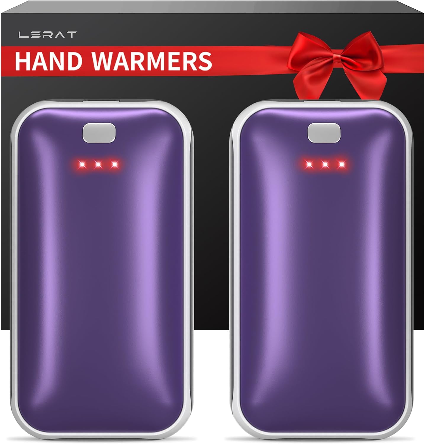 Lerat Hand Warmers Rechargeable 2 Pack, Portable Electric Hand Warmer Max 131℉, Reusable Slim Pocket Heater Handwarmers, Gifts for Men, Women, Outdoor, Golf, Camping, Hunting Essentials