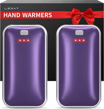 Lerat Hand Warmers Rechargeable 2 Pack, Portable Electric Hand Warmer Max 131℉, Reusable Slim Pocket Heater Handwarmers, Gifts for Men, Women, Outdoor, Golf, Camping, Hunting Essentials