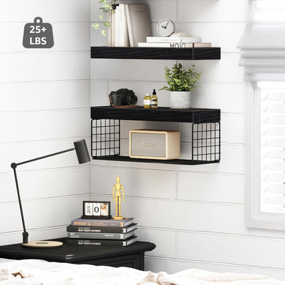 QEEIG Bathroom Shelves Over Toilet - Wall Mounted Floating Shelves Toilet Paper Storage Small Farmhouse Decor Shelf 16 inch Set of 3, Rustic Brown (019-BN3)