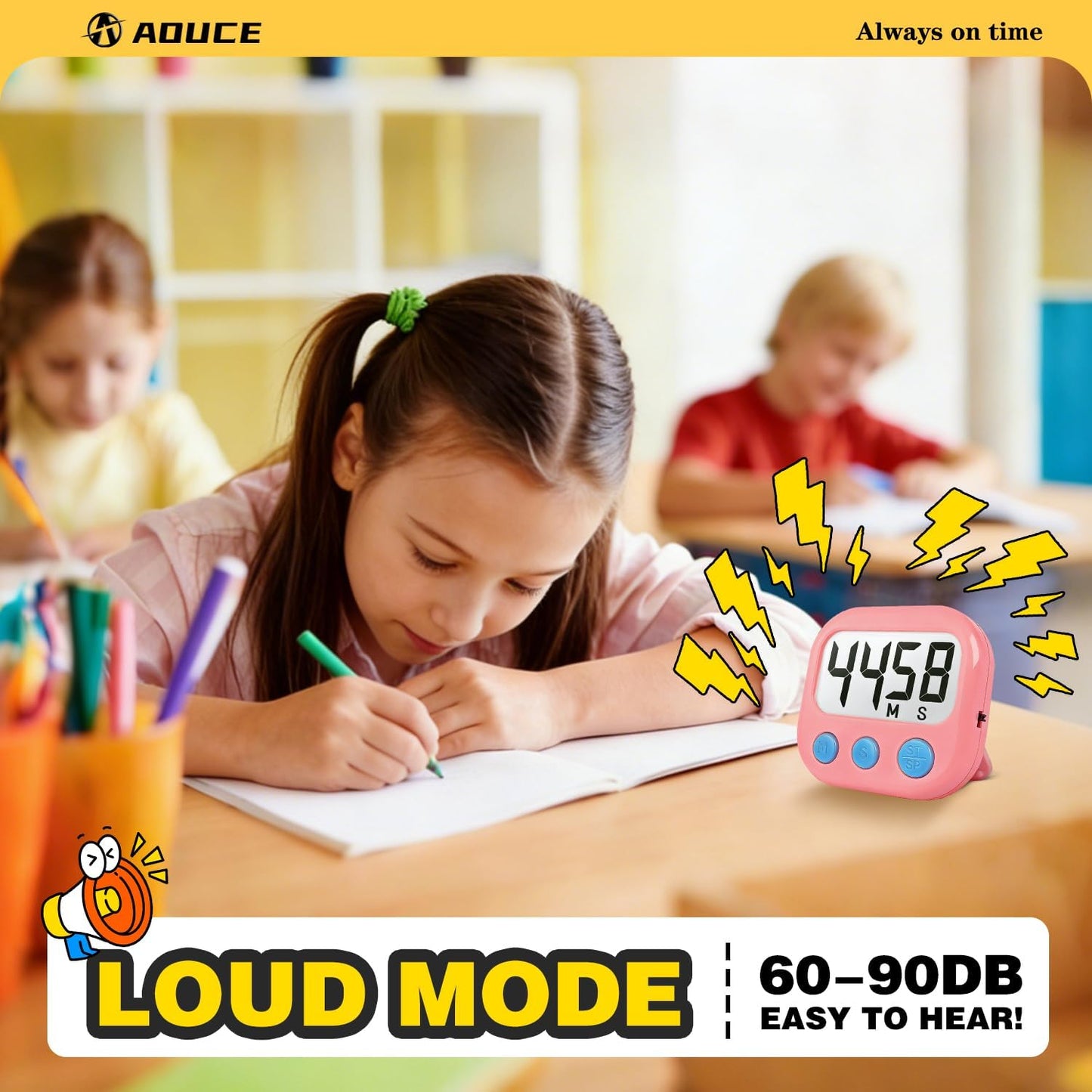 AOUCE Digital Timer for Kids Classroom Timers for Teacher 2 Pack Blue Green | Large Screen, Strong Magnetic, Loud Alarm, Countdown, Pomorodo, Stopwatch, Kitchen Timers for Cooking, Teacher Supplies