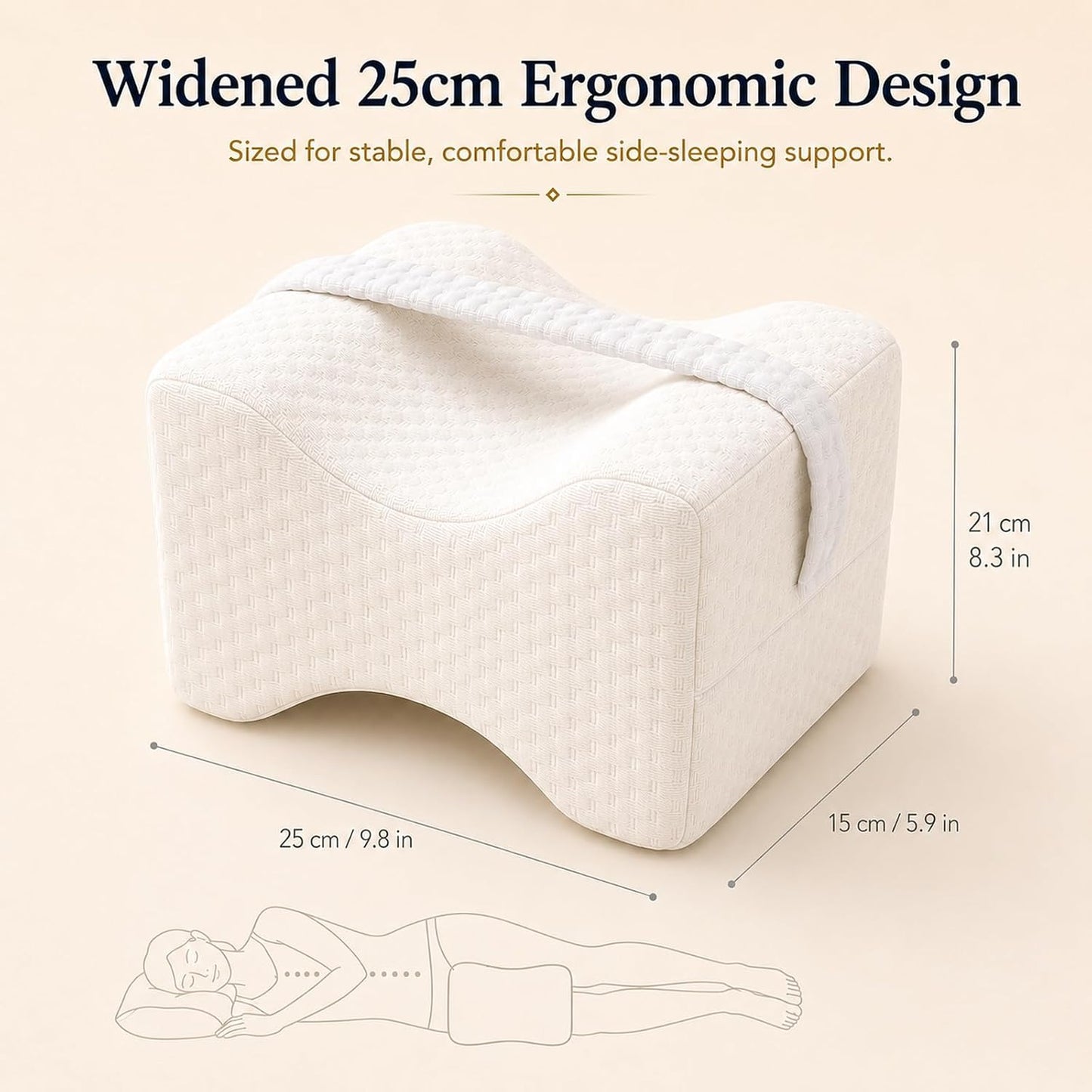 Cooling Knee Pillow for Side Sleepers, Ergonomic Memory Foam Knee Cushion, High-Density Leg Support Pillow for Hip, Back & Knee Pressure Relief, Spine Alignment Side Sleeping Pillow