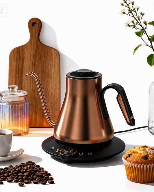 Cocinare Gooseneck Electric Kettle, ±1°F Precise Temperature Control, 1500W Fast Heating, Pour Over Coffee & Tea Kettle with Brew Timer & Keep Warm, Stainless Steel, 0.9L (Delacroix Green)