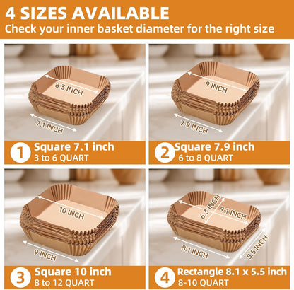 HONYAO Air Fryer Paper Liners for Dual Zone Airfryer, 8.1x5.5 inch