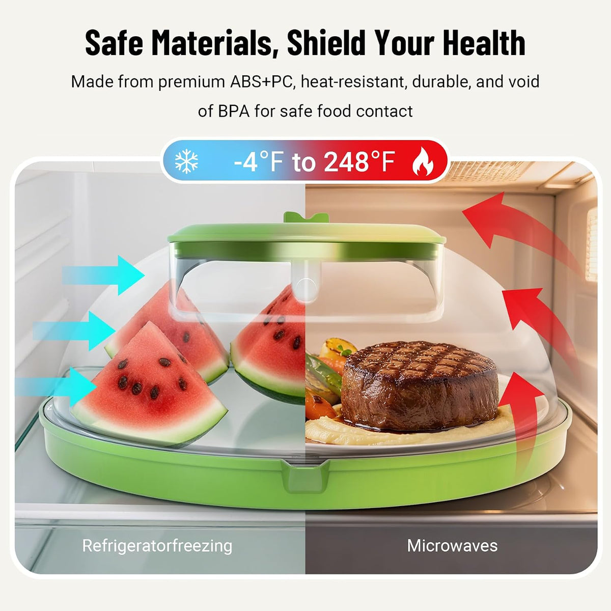 Microwave Splatter Cover with Water Steamer, 10 Inch, Integrated Handle