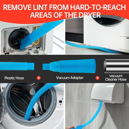 Bluesea 7 Pieces 20 Feet Dryer Vent Cleaner Kit, Reinforced Nylon Dryer Vent Cleaning Kit, Durable Dryer Vent Brush Vacuum Attachment with Flexible Lint Trap Brush, Vacuum & Dryer Adapters