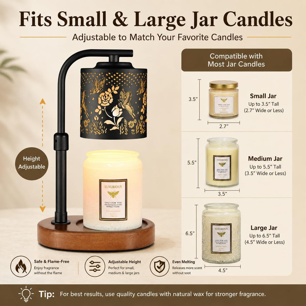 kobodon Candle Warmer Lamp with Timer Dragonfly Electric Candle Lamp Warmer