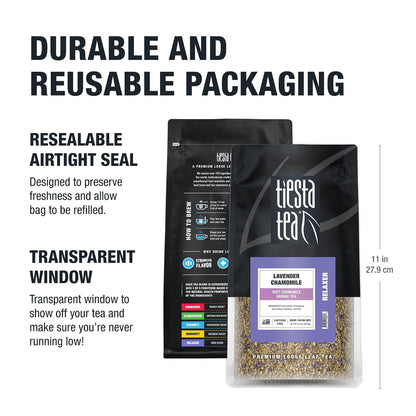 Tiesta Tea - Lavender Chamomile Herbal Tea, Loose Leaf, Calming Blend with Chamomile, Lavender, and Lemongrass, Caffeine-Free Herbal, Great for Hot or Iced, Resealable Pouch, 25 Cups, 0.9 Ounce