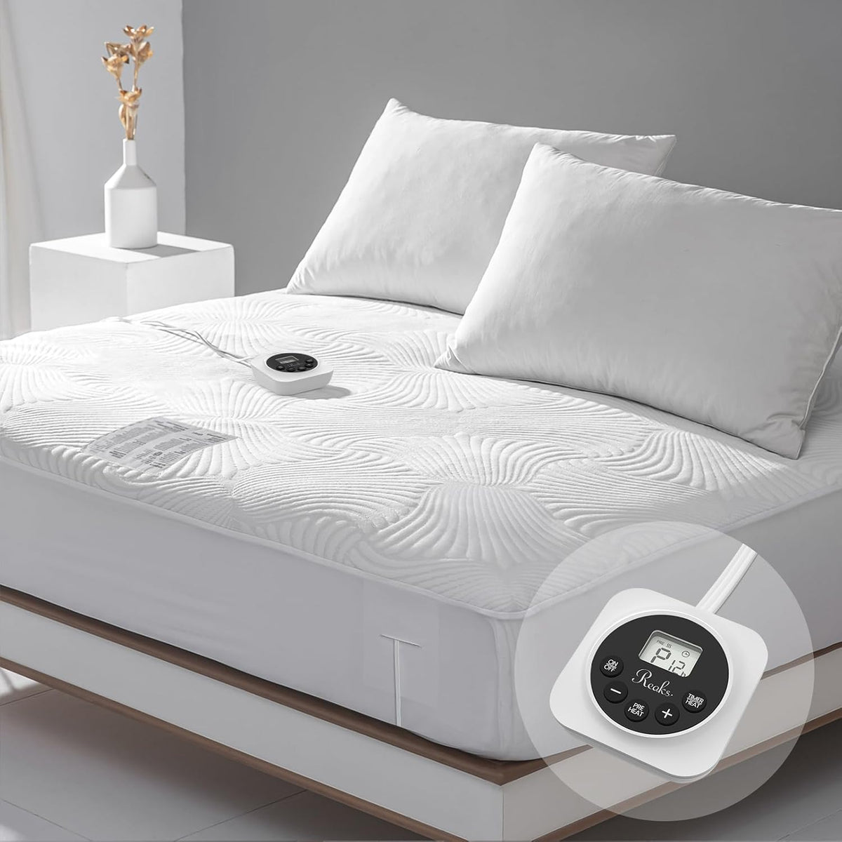 Heated Mattress Pad Foot Queen, 3D Air Fabric, Preheat & Memory for Winter