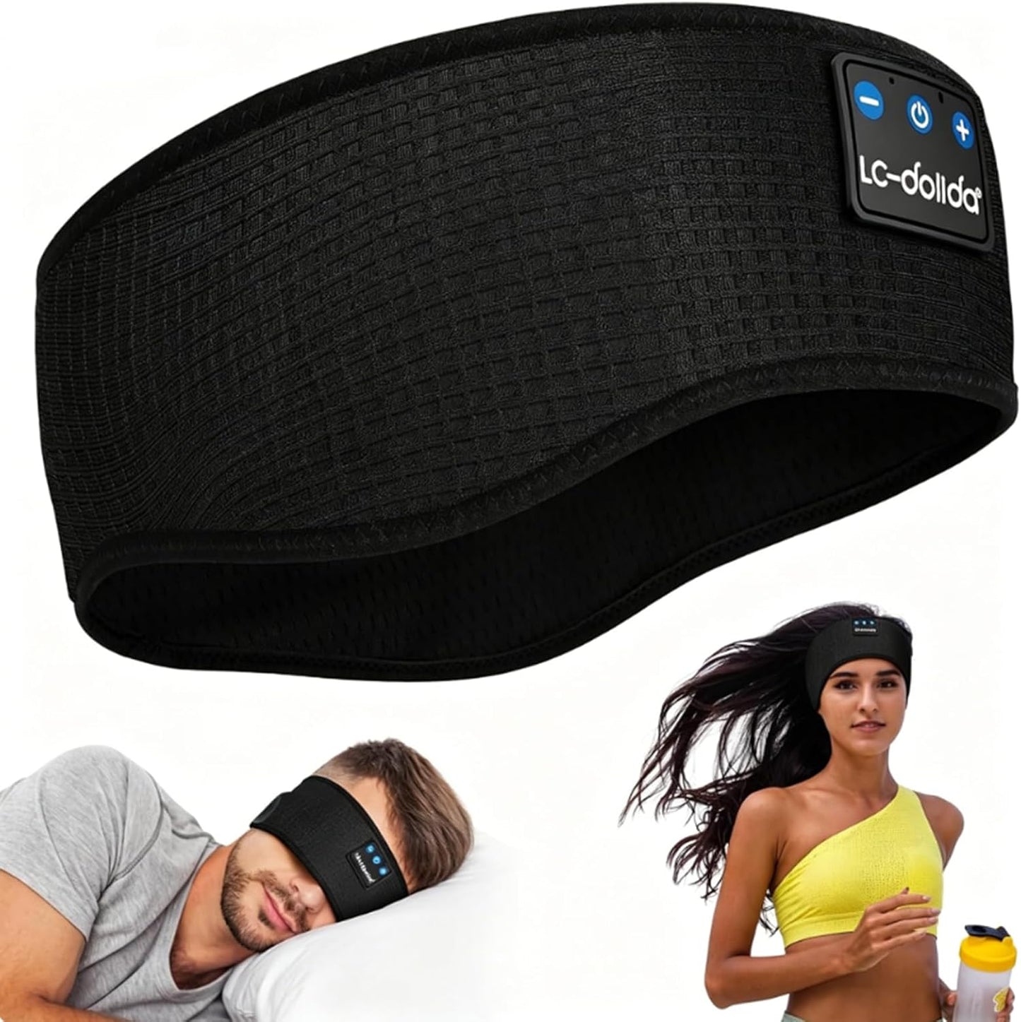 LC-dolida Sleep Headphones Bluetooth Headband Sleeping Wireless Headband Headphones with Thin HD Stereo Speakers Perfect for Side Sleepers, Sport, Yoga, Travel