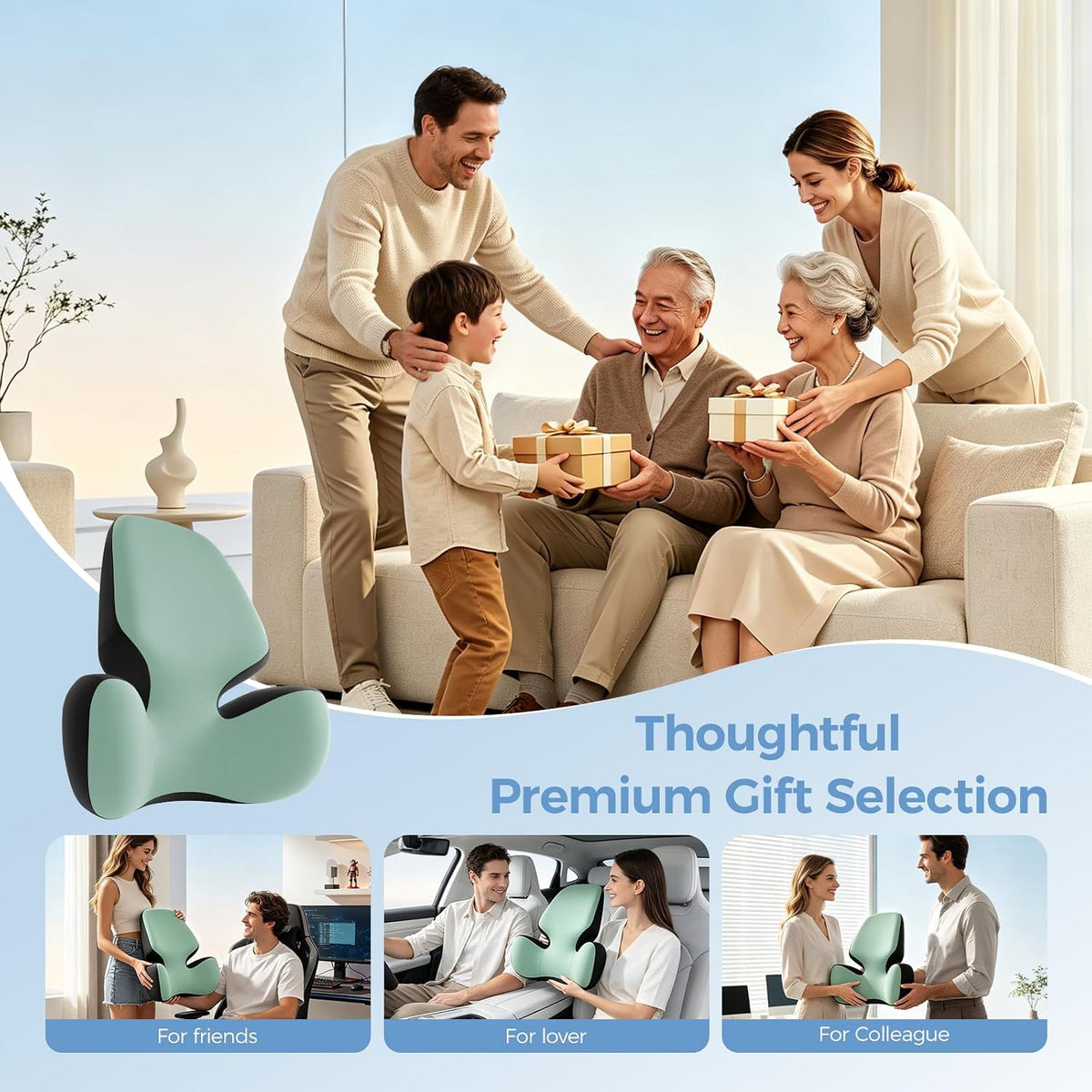 BEBAS Lumbar Support Pillow for Car, Memory Foam Back Cushion for Driving