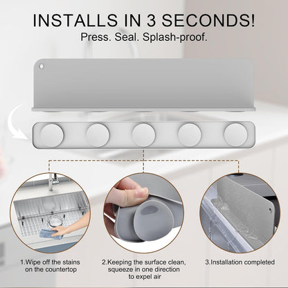 Mofason Silicone Sink Splash Guard for Kitchen Water Splash Guard, Black | 17.3"x4.1" sink splash guard for kitchen sink area suction cups, sink backsplash guard Fits front edge counter behind faucet