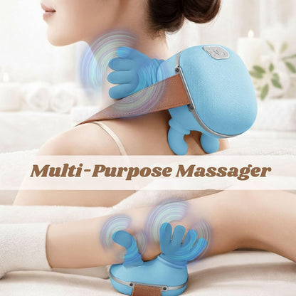 LIVINGPRO Neck & Shoulder Massager with Heat, Deep Tissue Shiatsu with Bionic Palm 4D Kneading, Simulated Human Hand Massage, 3 Adjustable Intensities, Portable Pain Relief for Home & Office