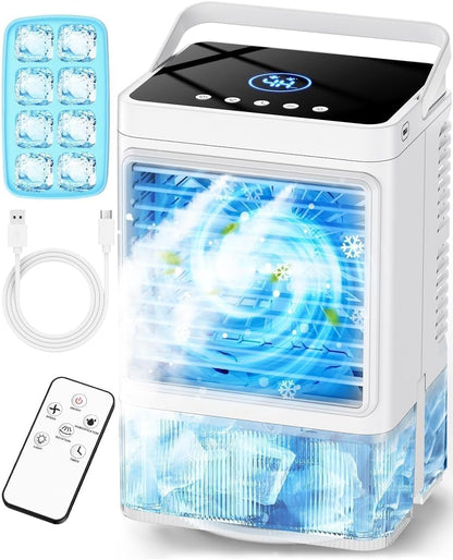 Windowless Air Conditioner w/4 Mode,3 Speed, Waterless Alert,2.4-Gal Tank for 24H Cooling, 12H Timer Swamp Cooler Air Conditioner, 20FT Remote,70° Auto Swing Evaporative Air Cooler for Bedroom