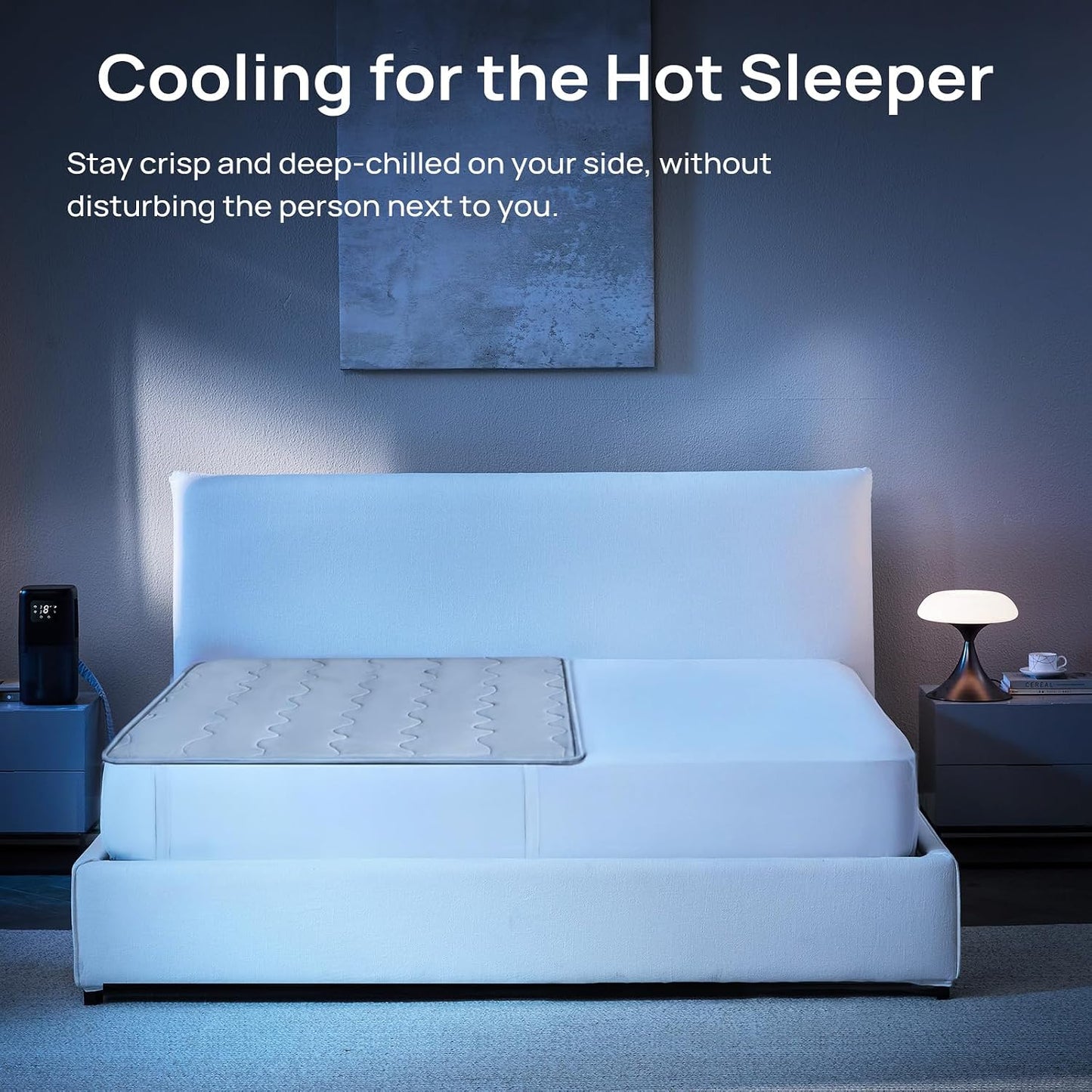Omni Sleep Water Cooling Mattress Pad for Hot Sleepers, Bed Cooling System with Cooling Fabric Zero-EMF Cooling Bed Pad Remote Control Quiet Sleep Mode Relief for Night Sweats Hot Flashes(Dark Gray)