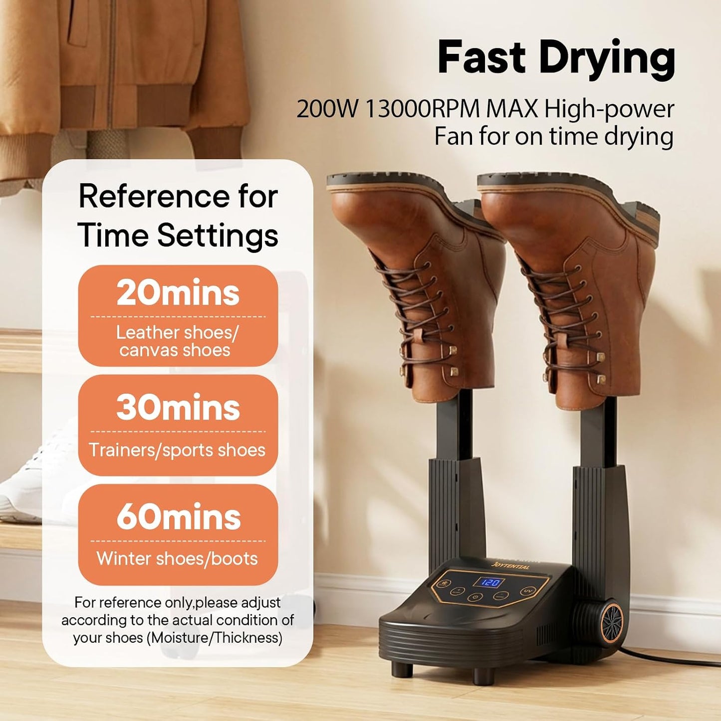 Electric Shoe Dryer, Boot Dryer with Heat Blower, Folding Retractable Dry Rack, Auto-Off Timer, Portable Dryers for Ski Boots, Sneakers, Socks, Gloves, Odor Eliminating