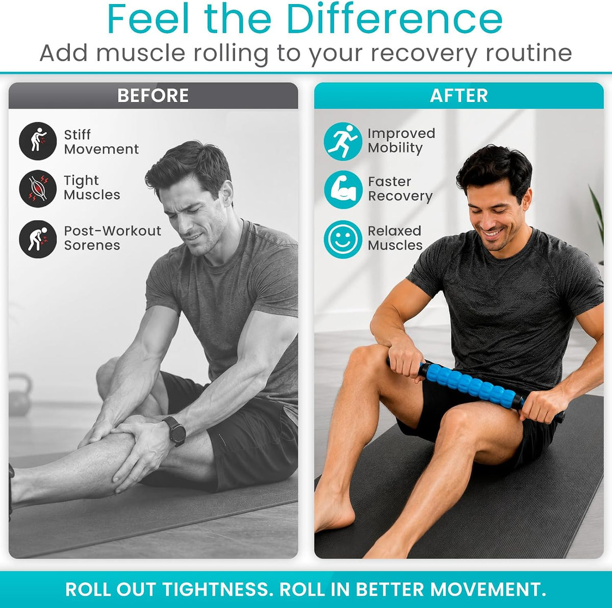 Vive Massage Stick Roller for Muscle, Back, Legs - Deep Tissue Body Fascia