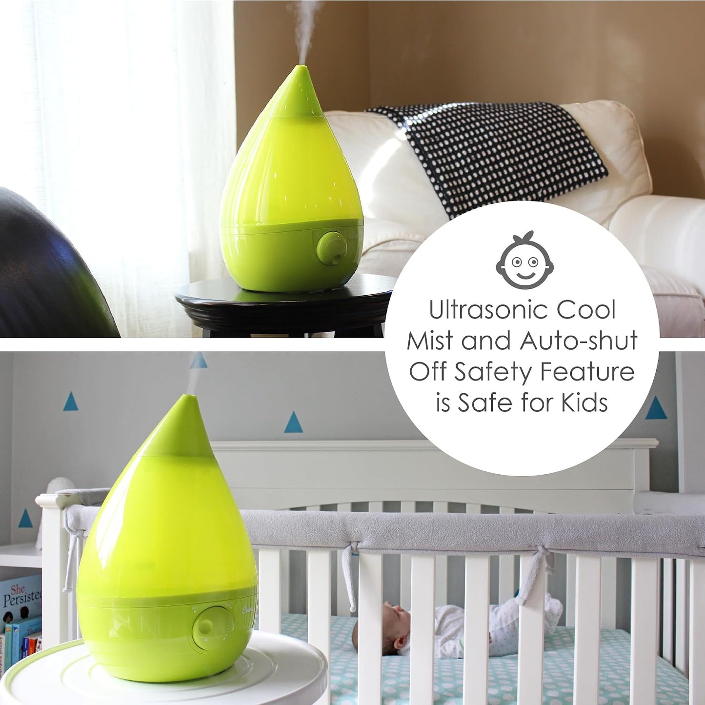 Crane Ultrasonic Cool Mist Humidifier for Bedroom, Baby Nursery, Kids Room, Plants, or Office, Large 1 Gallon Tank, Filter Optional, Blue and White