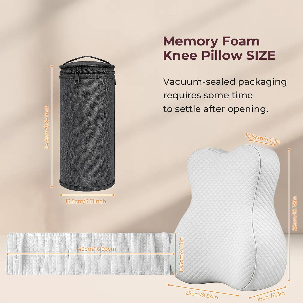 Knee Pillow for Side Sleepers, Alignment Pillow for Side Sleepers, Relief Hip & Sciatica Pain, Nourial Pillow Between Legs for Pregnant Women and Seniors (Grey)