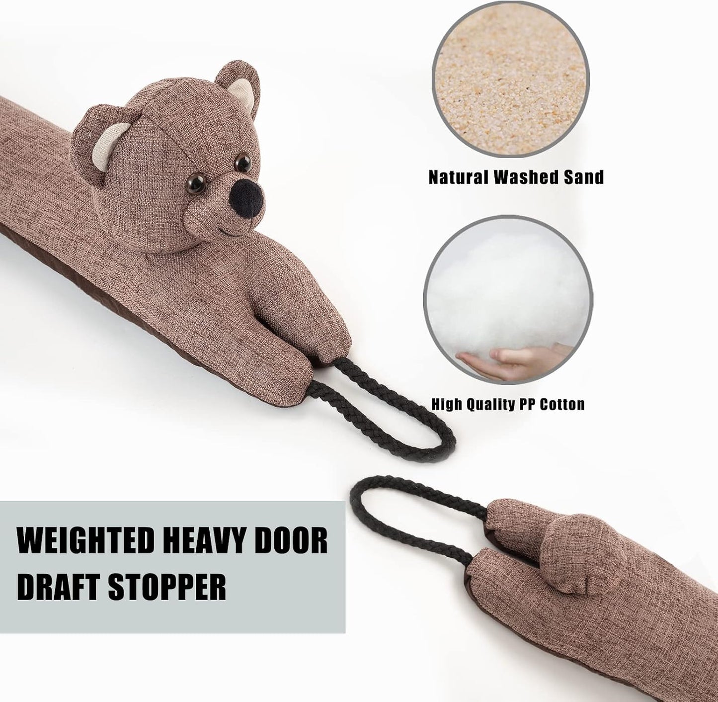 Under Door Draft Stopper Decorative Wind Stopper 36 inch for Door & Window, Weighted Animal Air Draft Stopper for Bottom of Door with Hanging Loops - Brown Dog