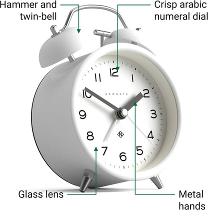 NEWGATE® Charlie Bell Echo Alarm Clock | Modern take on Classic Twin Bell Clock | Yellow | Easy to Read Numbers | Ideal for Bedside, Desk or Shelf | Modern Retro Bedroom & Office Accessory