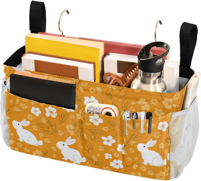 Bedside Caddy Hanging Bunk Bed Caddy Bed Organizer Hanging Pocket with 2 Hooks Bedside Storage Organizer Pocket Bag Holder Checkered Light Green - Colors B