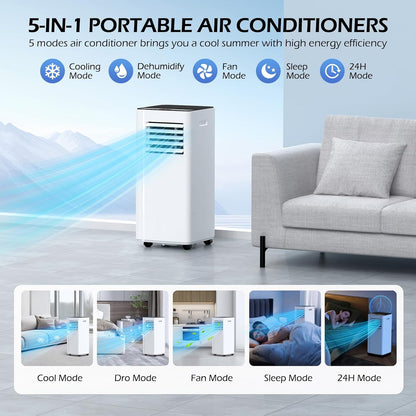 16000 BTU Portable Air Conditioners with WiFi APP | 5-in-1 Fast Cooling for 850 Sq.Ft, Dehumidifier, Fan, 24H Timer, Quiet 40dB Sleep Mode for Home - Included window kit