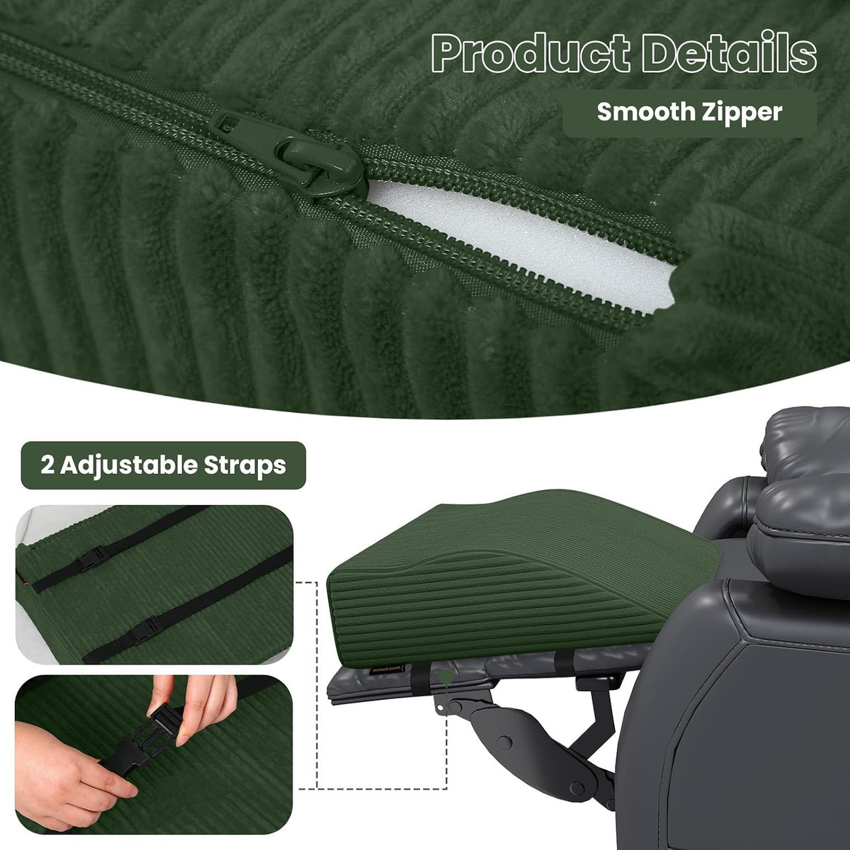 idee-home Recliner Leg Rest Cushion, Recliner Footrest Extender Pillow