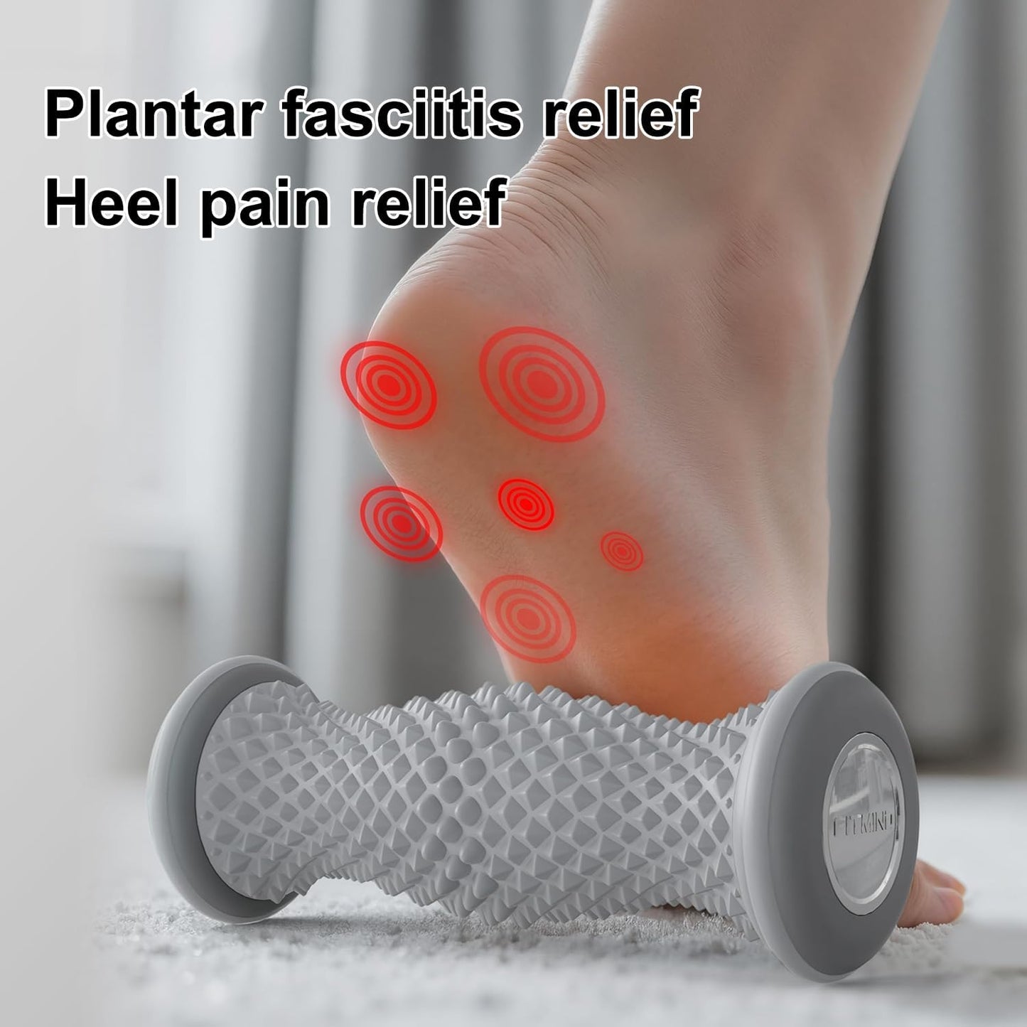 Foot Roller Massager for Plantar Fasciitis Relief, Portable Silent Deep Tissue Massager Tool for Arch and Heel Pain-Grey