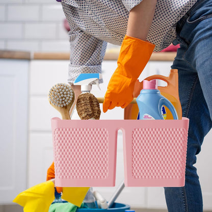 Shower Caddy Portable and Cleaning Caddy Organizer for Bathroom, Kitchen,Toiletries Storage, Caddy organizer with handle, Rust-Resistant, Durable Material(Milky White, 9.36"L×7.73"W×7.24"H)