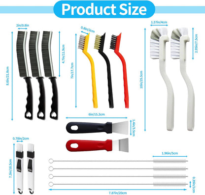 16Pcs Crevice Cleaning Brush Set, Hard Bristle Scrub Brushes for Gaps | Deep Cleaning Window Groove, Cleaning Brush for Sliding Door, Sill, Tile Lines, Shutter, Corner, Sink, Teapot, Bottle