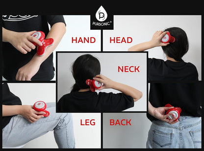 Pursonic Handheld Sport Massager Mini Portable for Hand, Head, Neck, Back, Legs & Arms Pain Relief Easy Grip Handle, 3 Vibrating Massage Modes (White)