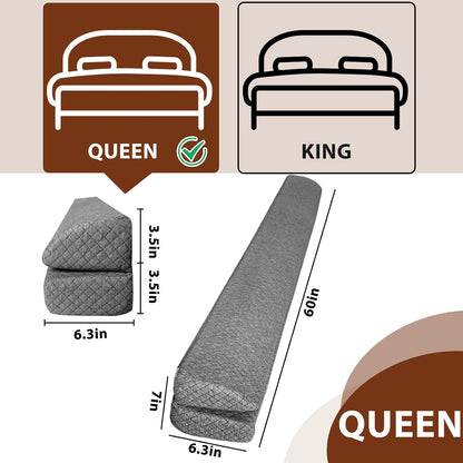 4 Modes Pillow Wedge for Headboard Gap, Foldable Bed Wedge Pillow, Bed Gap Filler King Size Fill The Gap (0-7"), Mattress Gap Filler Long Pillow Between Headboard and Mattress
