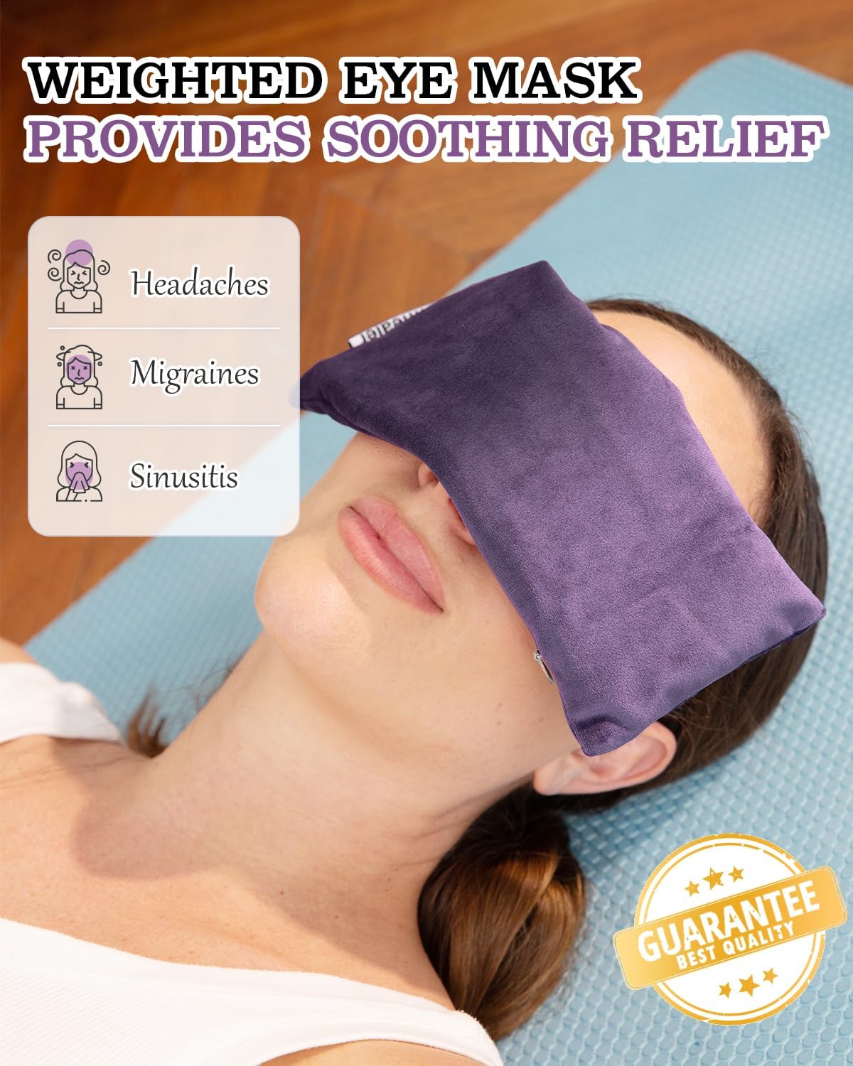 Relaxation Gifts for Women, Weighted Eye Mask for Sleeping, Yoga, Spa, Meditation, Lavender Eye Pillow Heated for Headache, Sinus & Dry Eyes Relief, Moist Heat Mask, Birthday Gifts for Mom (Purplex4)
