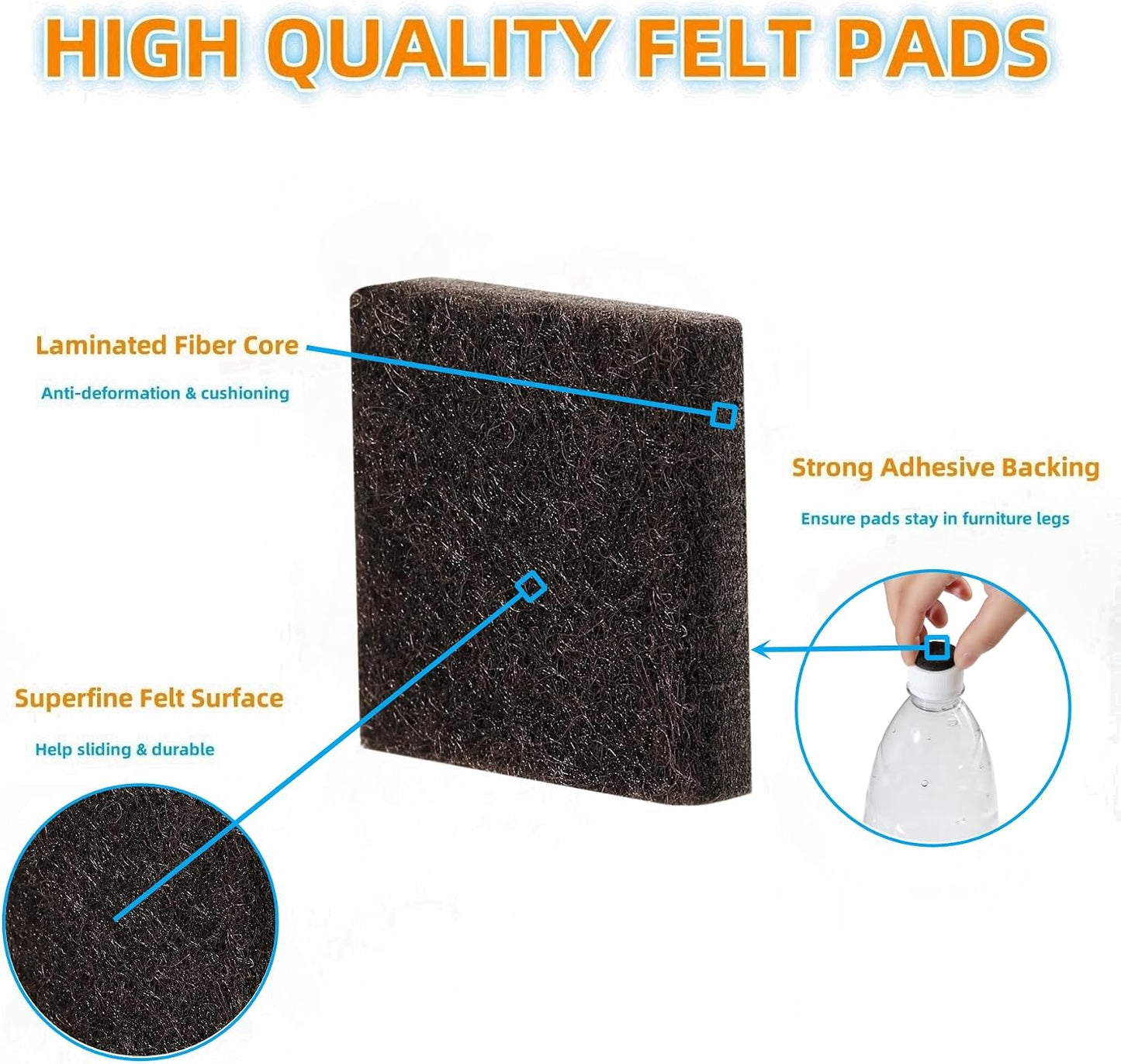 Felt Pads Small 3/8" Felt Pads for Cabinet Doors Bumpers, Cabinet Cushion Dots Felt Cabinet Door Stops, Self Adhesive Thick Bumper Pads to Protect Surfaces -Anti Scratch 234 Pcs Round Brown