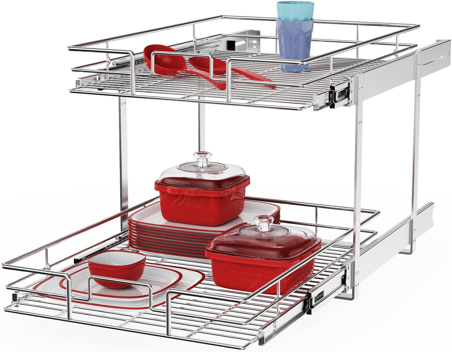ROOMTEC Pull Out Cabinet Organizer, Pull Out Shelves 5½" W x 21½" D, Heavy Duty Cabinet Drawers Slide Out Kitchen Organizers Storage Shelf