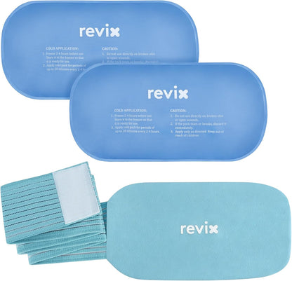 REVIX Ice Pack for Injuries Reusable, 2-Pack Hot & Cold Gel Wrap with Strap