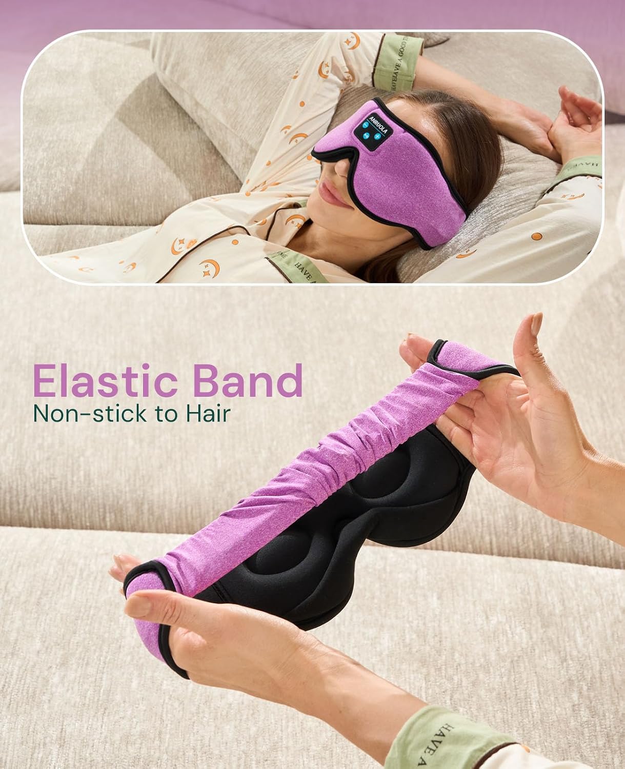 3D Sleep Mask with Bluetooth Headphones, Wireless Sleep Headphones for Side Sleepers, Noise Cancelling Eye Mask for Nap, Soft Sleeping Mask for Women Men, Blackout Sleep Mask with Built-in Speakers