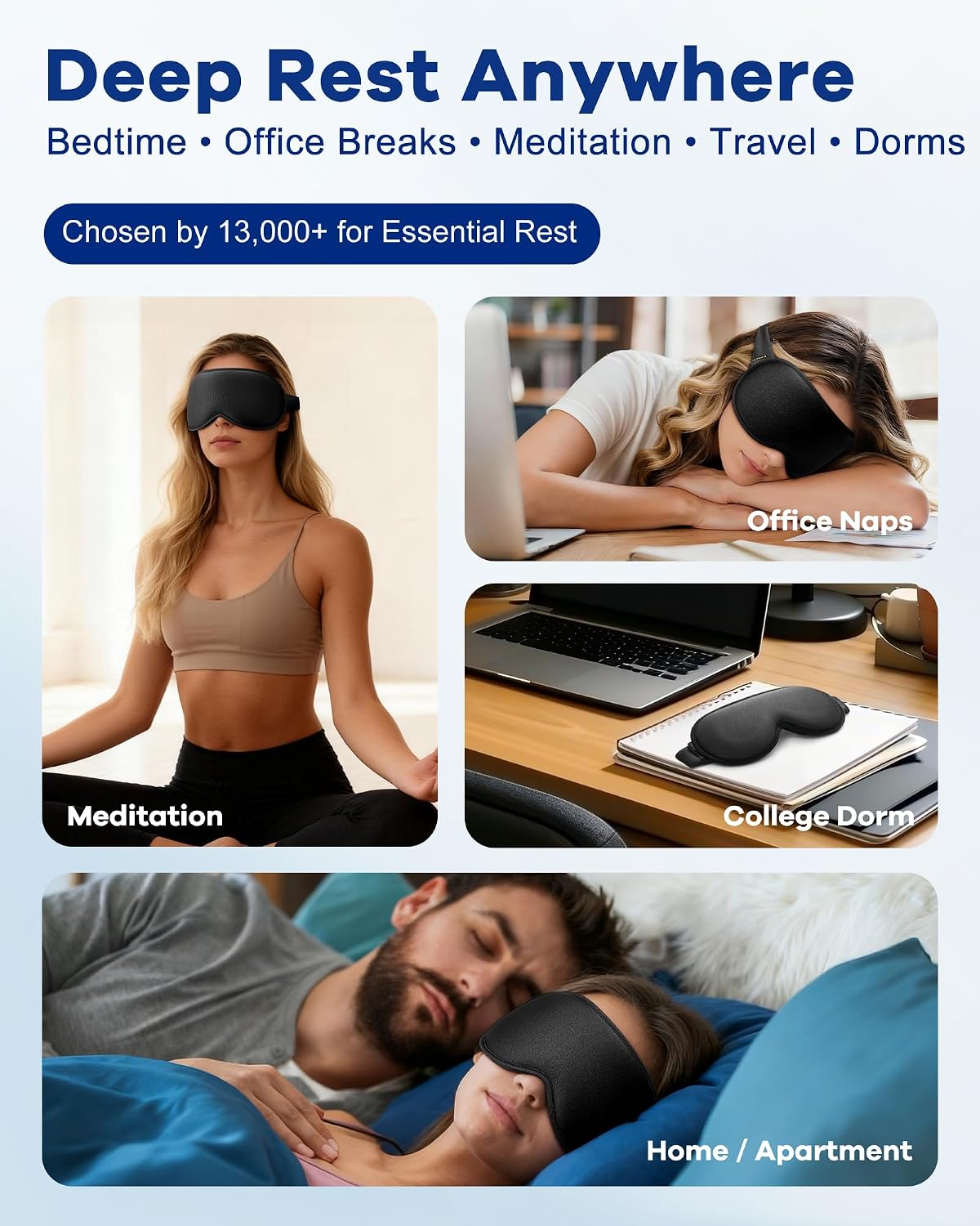 3D Cooling Gel Weighted Eye Mask for Sleeping, 100% Blackout Sleep Mask | FSA Eligible Items HSA, 6oz Gel-Weighted, No Eye Pressure, Cold Relief for Puffy Eyes, Migraines, After Surgery & Travel Gift