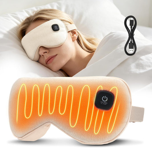 WIOR Heated Eye Mask, 1500mAh Rechargeable Warm Eye Compress for Dry Eyes | Cordless Eye Heating Pad with 3 Heat Levels, 20-Mins Auto Timer & Washable Cover for Sleeping, Travel, Eye Strain Relief