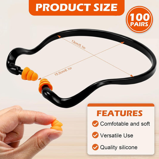 Relaxweex 100 Pairs Banded Earplugs Bulk for Hearing Protection | Band Silicone Ear Plugs for Shooting Reusable Earplug for Noise Reduction Sleeping Travel Sports Racing Construction Work
