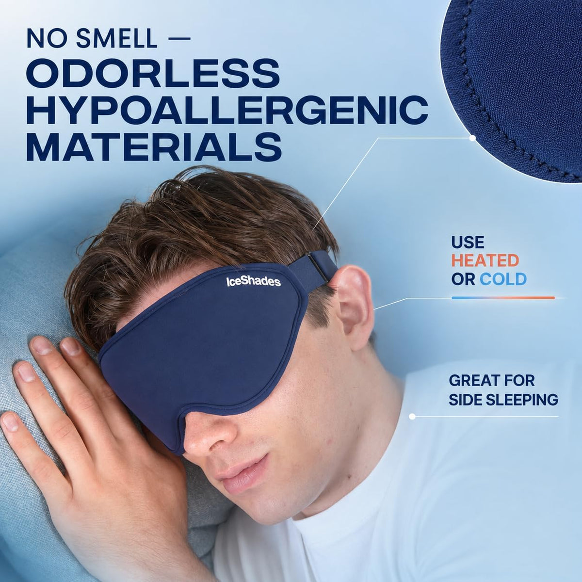 IceShades Cooling Gel Eye Mask for Migraine & Hangover Relief, Blue